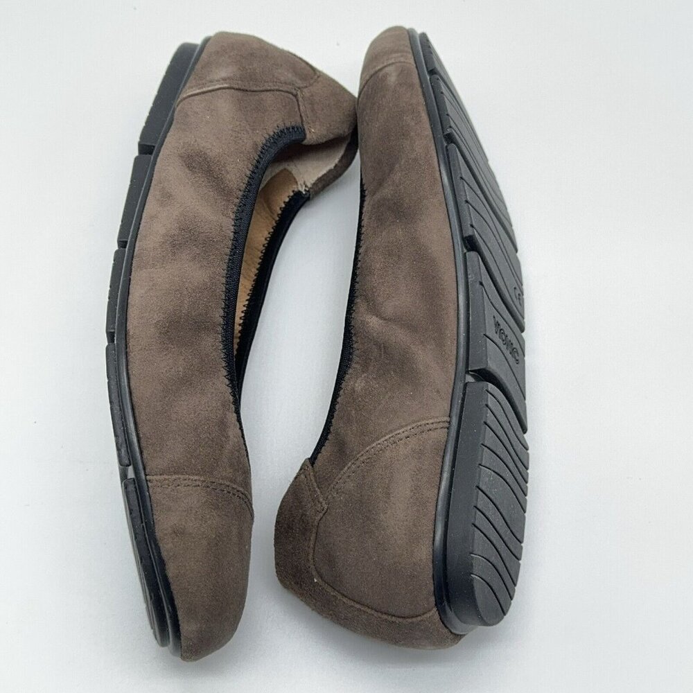 Vionic Orthotic Suede Ballet Flats Natalia Dark Taupe Black Trim Support Sz 9 - Picture 6 of 9